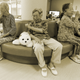 Ayako Shizo (C), 85, with Paro at the Suisyoen retirement home in Iwaki, Fukushima prefecture, Japan, July 28, 2011.